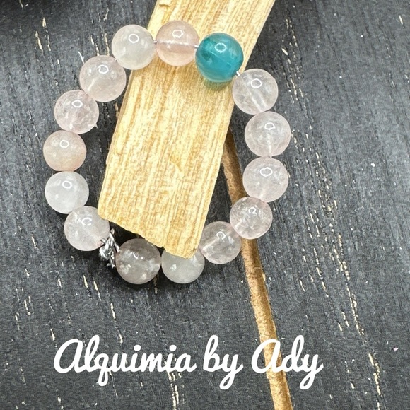 Pink Quartz gem beaded boho ring - Picture 1 of 2